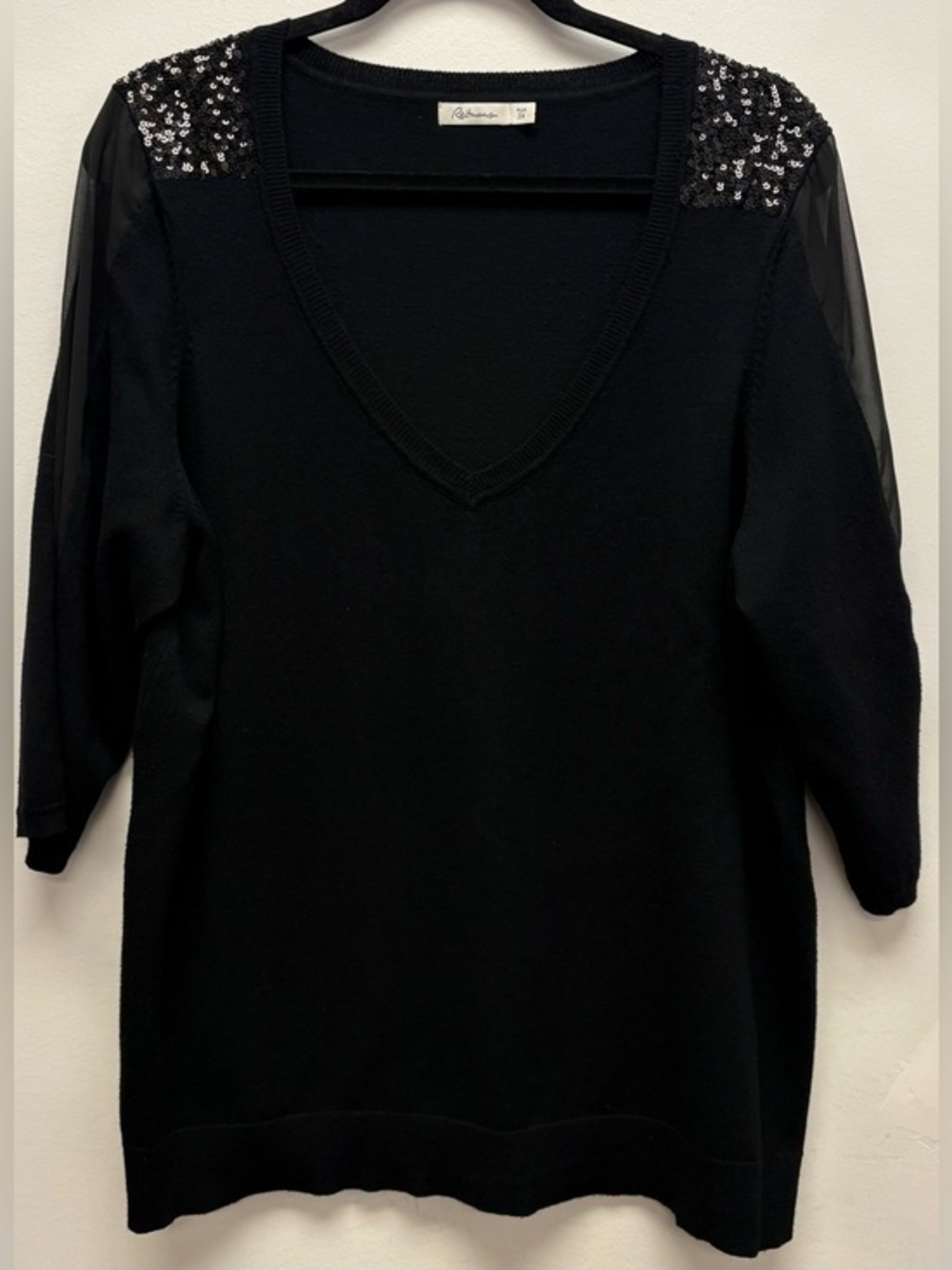 4 for $25 🖤 Reitmans Black Sequin Shoulder Sweater | Plus Size 2X